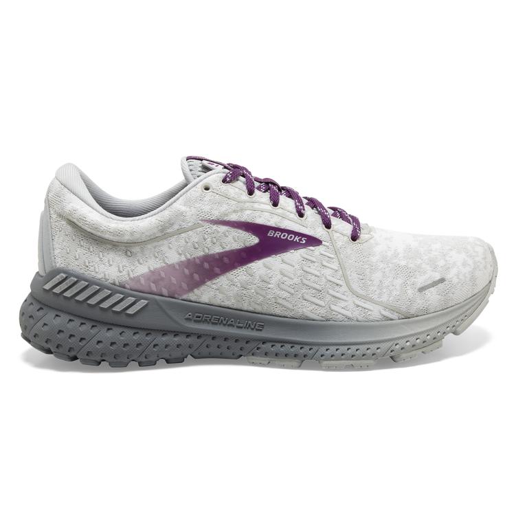 Brooks ADRENALINE GTS 21 Road Running Shoes Womens Canada - White/Oyster/Primer Grey (EKS597821)